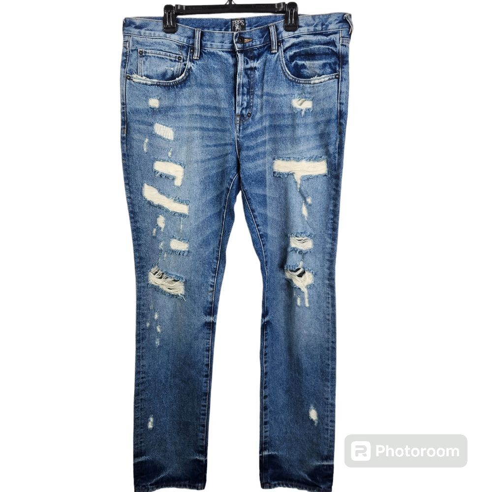 Men's Distressed Blue Jeans